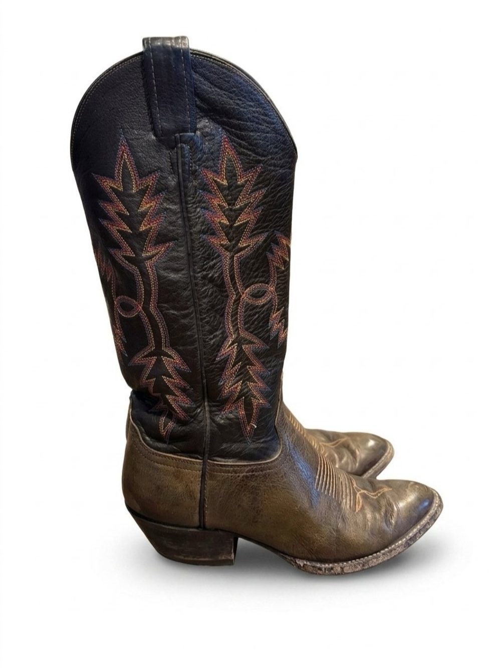 Vintage 1980s LARAMIE Hand Made Cowboy Boots Western Ranch Leather USA Size 9.5
